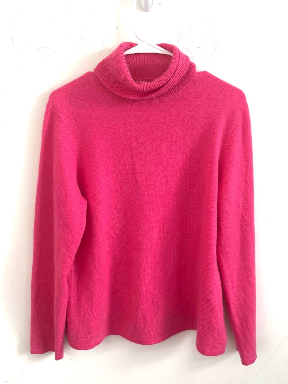 Luxury Cashmere Turtleneck Sweater Large Hot Pink Soft Knit Pullover Soft Girl